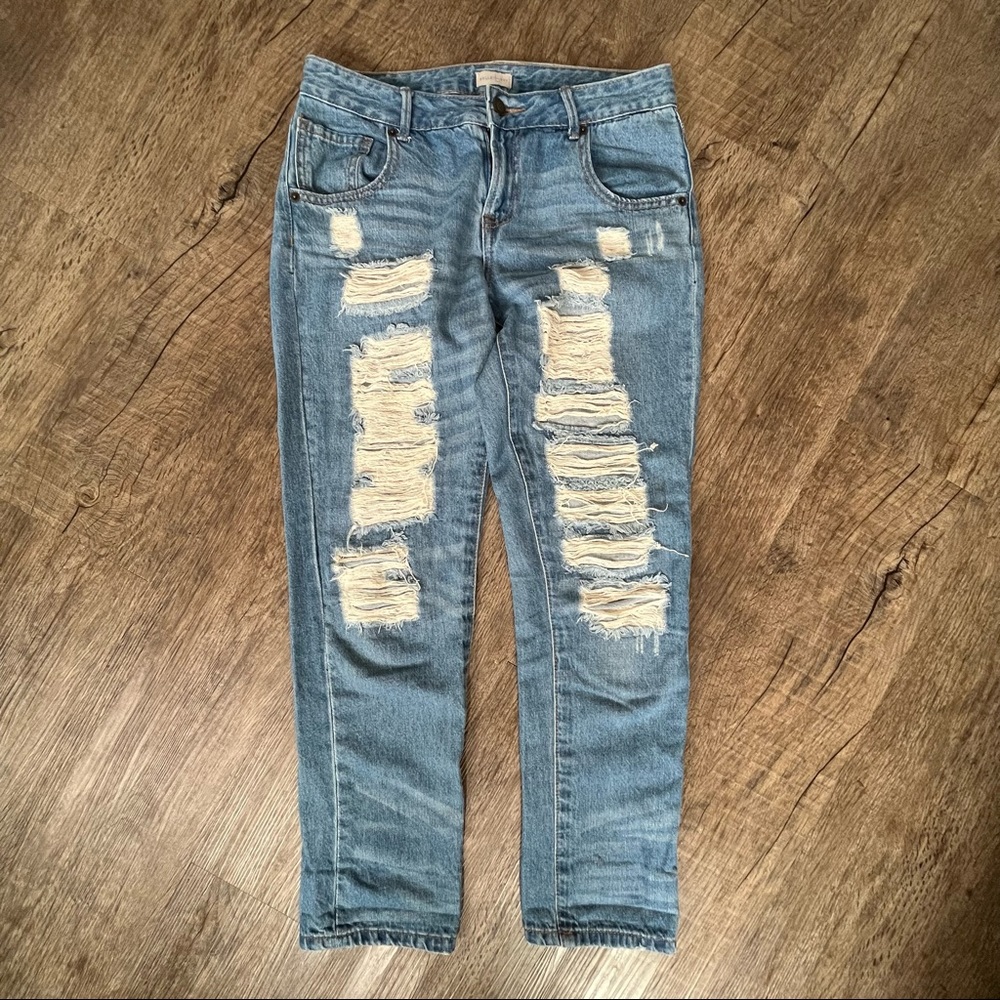 Belle Sky Distressed Skinny Jeans - 4